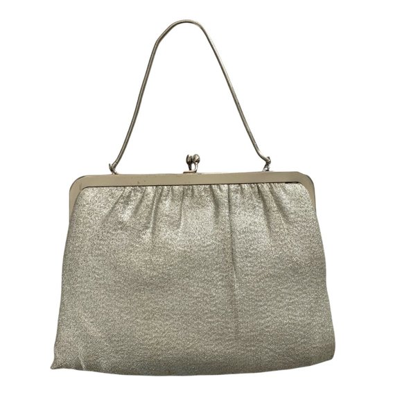 🟣 VINTAGE Silver Floral Strapped Mini Wallet Snap Purse - Picture 2 of 5